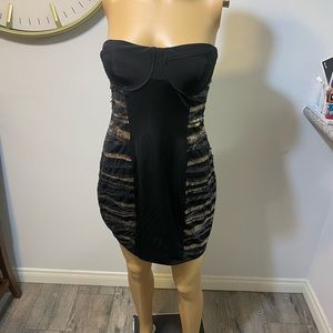 la rok luxe black mini dress sz L